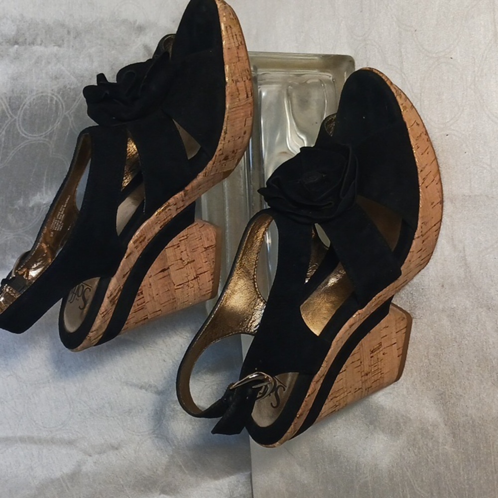 1940 1950 Style Suede Peep Toe Platform Sandals